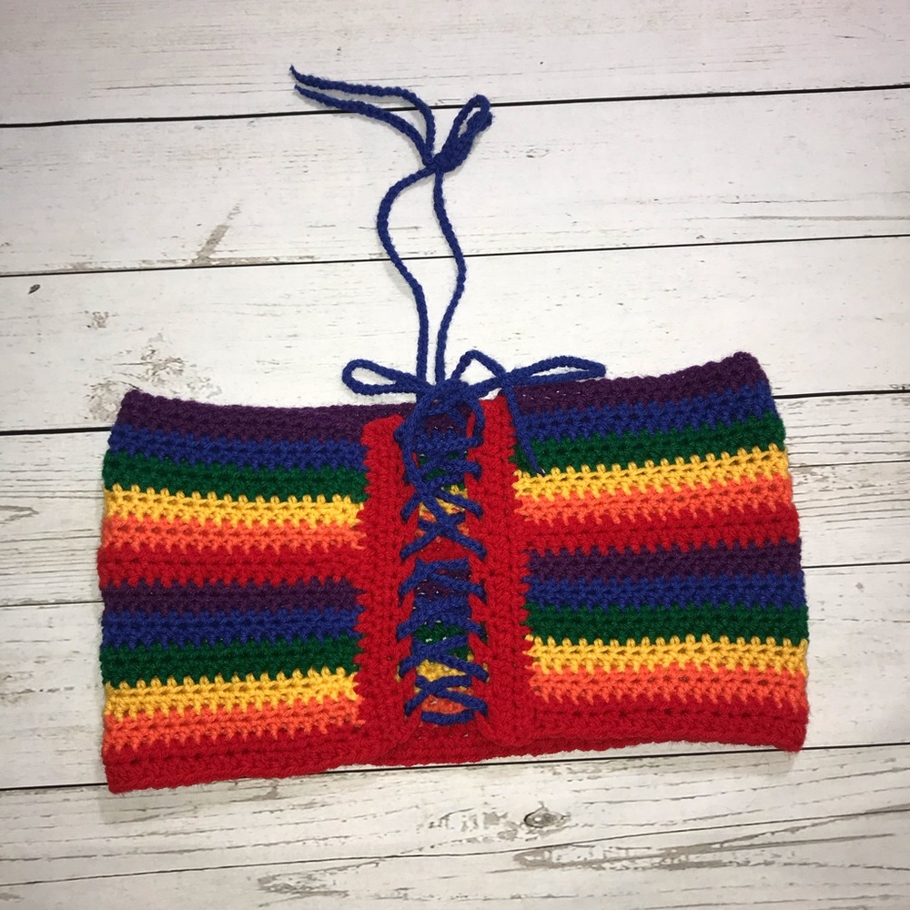 Boho Crochet Rainbow Crop Top